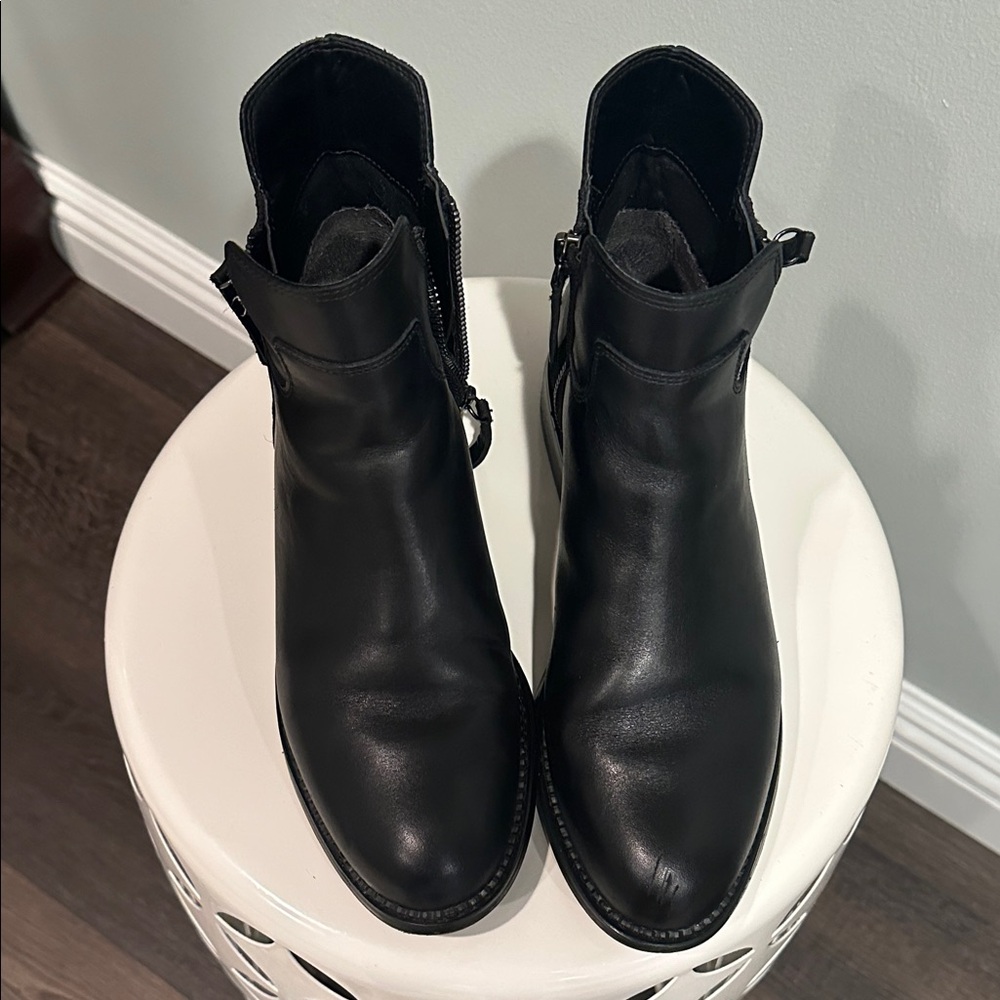 Franco Sarto Black Leather Ankle Boots